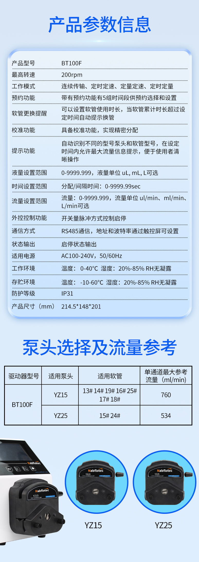 BT100F 产品参数
